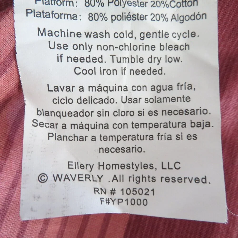 Vintage Y2K Waverly Queen Bed skirt Pink Green Brown Stripes 14.5 in Drop
